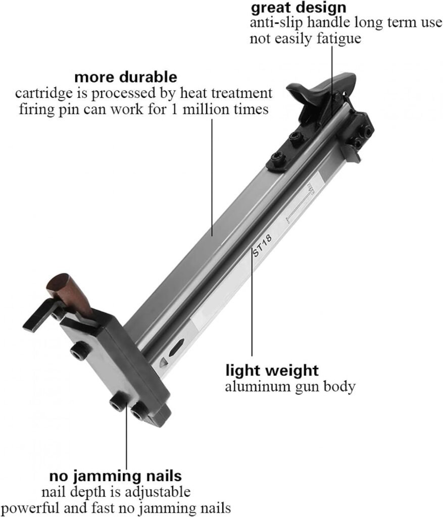 Nailing, Manual Nailer Woodworking 30 Nails Capacity Aluminum Alloy Light Weight for Roofing for Furniture for Flooring
