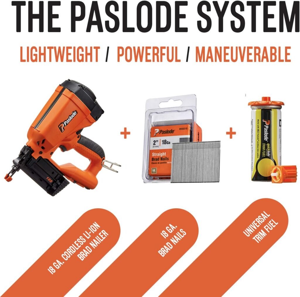 Paslode, Cordless Brad Nailer, 918100, 18 Gauge, Battery and Fuel Cell Powered, No Compressor Needed