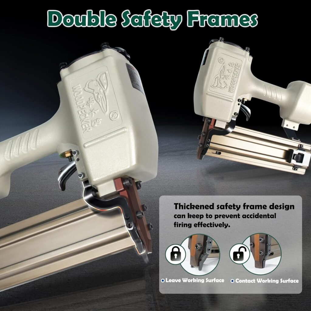 Woodpecker ST64 14 Gauge 3/4 to 2-1/2 Pneumatic Concrete T Nailer Gun with 400pcs Concrete T Nails, Air Power Heavy Duty Concrete Nail Gun Brad Nailer Finish Nailer for Woodworking
